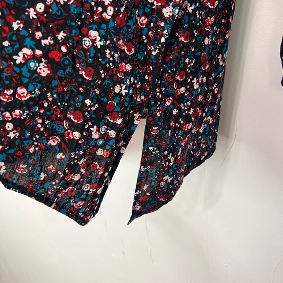 Westbound Woman Black Red Blue Floral Button Down Shirt 2X - Picture 3 of 5